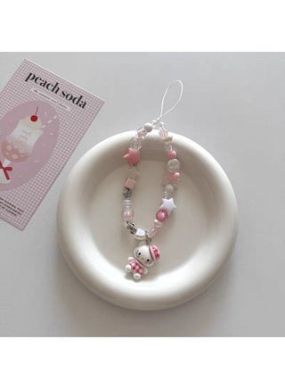 Kawaii Beaded  Phone Charms Strap Cute Kitten and Star Phone Lanyard Wrist Strap - view 4
